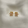Gold Filled Ring — Stud Earring Flower Design with Pink Cubic Zirconia — alternate product view — SKU 146585 | Oro Laminado anillo — Stud Earring flor diseño with Pink Cubic Zirconia — SKU 146585