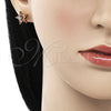 Oro Laminado Stud Earring, Gold Filled Style Star Design, with Dark Champagne Cubic Zirconia, Polished, Golden Finish, 02.310.0060