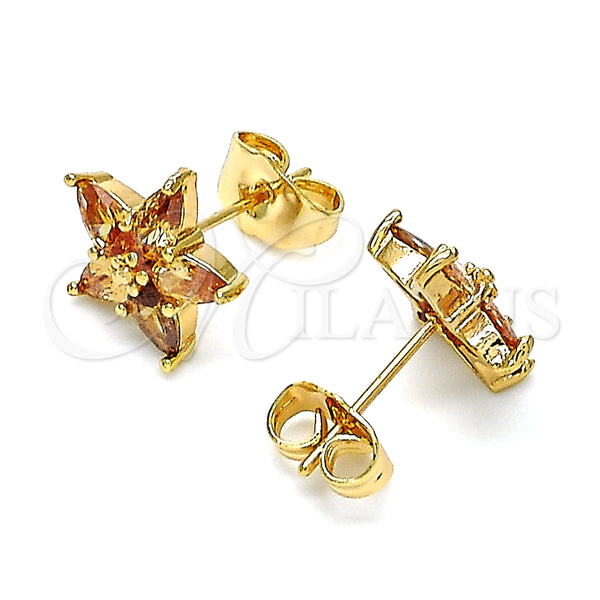 Gold Filled Ring — Stud Earring Star Design with Dark Champagne Cubic — alternate product view — SKU 146590 | Oro Laminado anillo — Stud Earring estrella diseño with Dark Champagne Cubic — SKU 146590