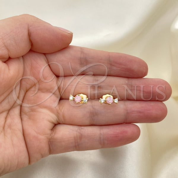 Gold Filled Ring — Stud Earring with Pink and White Cubic Zirconia — alternate product view — SKU 146593 | Oro Laminado anillo — Stud Earring with Pink and blanco Cubic Zirconia — SKU 146593