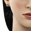 Oro Laminado Stud Earring, Gold Filled Style Watermelon Design, with Ruby and Green Micro Pave, Polished, Golden Finish, 02.310.0073