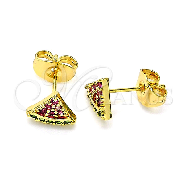 Gold Filled Ring — Stud Earring Watermelon Design with Ruby and Green — alternate product view — SKU 146606 | Oro Laminado anillo — Stud Earring Watermelon diseño with Ruby and Green — SKU 146606