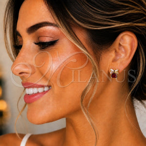 Gold Filled Ring — Stud Earring Heart and Bow Design with Multicolor — main product view — SKU 146608 | Oro Laminado anillo — Stud Earring corazón and Bow diseño with Multicolor — SKU 146608
