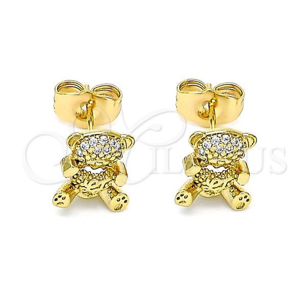 Gold Filled Ring — Stud Earring Teddy Bear Design with White Micro — alternate product view — SKU 146612 | Oro Laminado anillo — Stud Earring Teddy Bear diseño with blanco Micro — SKU 146612