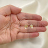 Oro Laminado Stud Earring, Gold Filled Style with White Micro Pave and Ivory Pearl, Polished, Golden Finish, 02.310.0084