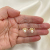 Oro Laminado Stud Earring, Gold Filled Style Bee Design, with Ivory Pearl, Polished, Golden Finish, 02.310.0087
