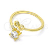 Oro Laminado Multi Stone Ring, Gold Filled Style Infinite Design, with White Cubic Zirconia, Polished, Golden Finish, 01.310.0003 (One size fits all)