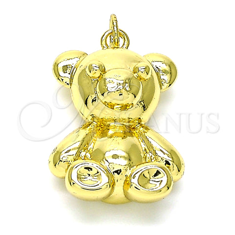 Oro Laminado Fancy Pendant, Gold Filled Style Teddy Bear Design, Polished, Golden Finish, 05.362.0002