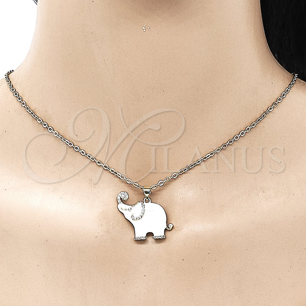 Gold Filled Pendant — Fancy Pendant Elephant Design with White Micro Pave — alternate product view — SKU 146635 | Oro Laminado dije — elegante Pendant Elephant diseño with blanco Micro Pave — SKU 146635