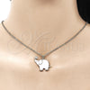 Oro Laminado Fancy Pendant, Gold Filled Style Elephant Design, with White Micro Pave, White Enamel Finish, Golden Finish, 05.362.0003