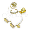 Oro Laminado Fancy Pendant, Gold Filled Style Elephant Design, with White Micro Pave, White Enamel Finish, Golden Finish, 05.362.0003