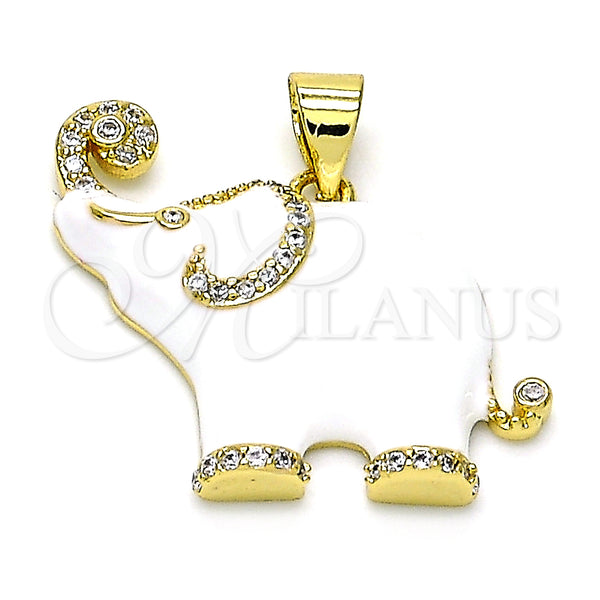 Gold Filled Pendant — Fancy Pendant Elephant Design with White Micro Pave — main product view — SKU 146635 | Oro Laminado dije — elegante Pendant Elephant diseño with blanco Micro Pave — SKU 146635