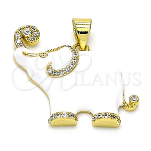 Gold Filled Pendant — Fancy Pendant Elephant Design with White Micro Pave — main product view — SKU 146635 | Oro Laminado dije — elegante Pendant Elephant diseño with blanco Micro Pave — SKU 146635