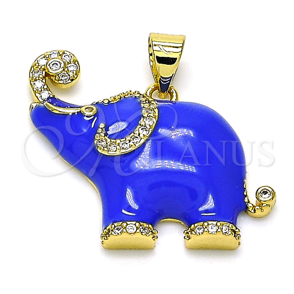 Gold Filled Pendant — Fancy Pendant Elephant Design with White Micro Pave — main product view — SKU 146637 | Oro Laminado dije — elegante Pendant Elephant diseño with blanco Micro Pave — SKU 146637