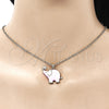 Oro Laminado Fancy Pendant, Gold Filled Style Elephant Design, with White Micro Pave, Pink Enamel Finish, Golden Finish, 05.362.0003.3