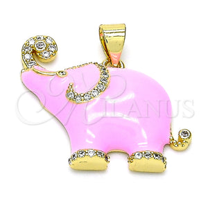 Gold Filled Pendant — Fancy Pendant Elephant Design with White Micro Pave — main product view — SKU 146638 | Oro Laminado dije — elegante Pendant Elephant diseño with blanco Micro Pave — SKU 146638