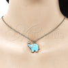 Oro Laminado Fancy Pendant, Gold Filled Style Elephant Design, with White Micro Pave, Azul claro Enamel Finish, Golden Finish, 05.362.0003.4