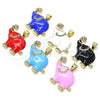 Oro Laminado Fancy Pendant, Gold Filled Style Elephant Design, with White Micro Pave, Black Enamel Finish, Golden Finish, 05.362.0003.5