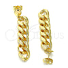Oro Laminado Long Earring, Gold Filled Style Miami Cuban Design, Polished, Golden Finish, 02.63.2734