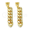 Oro Laminado Long Earring, Gold Filled Style Miami Cuban Design, Polished, Golden Finish, 02.63.2734