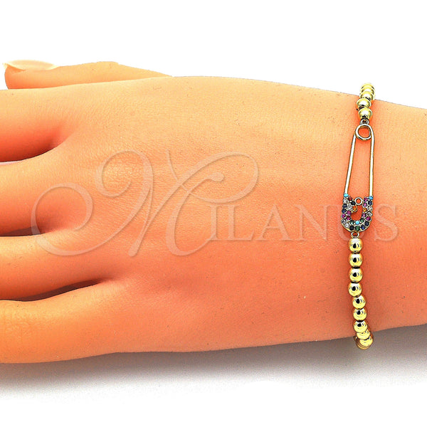 Gold Filled Bracelet — Fancy Bracelet Paperclip and Expandable Bead Design with — alternate product view — SKU 146647 | Oro Laminado brazalete — elegante Bracelet Paperclip and Expandable Bead diseño with — SKU 146647