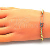 Oro Laminado Fancy Bracelet, Gold Filled Style Paperclip and Expandable Bead Design, with Multicolor Micro Pave, Polished, Golden Finish, 03.313.0040.07 (04 MM Thickness, 7 Inches Length)