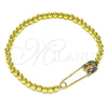 Oro Laminado Fancy Bracelet, Gold Filled Style Paperclip and Expandable Bead Design, with Multicolor Micro Pave, Polished, Golden Finish, 03.313.0040.07 (04 MM Thickness, 7 Inches Length)