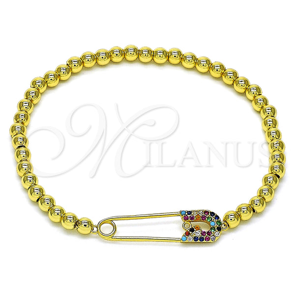 Gold Filled Bracelet — Fancy Bracelet Paperclip and Expandable Bead Design with — main product view — SKU 146647 | Oro Laminado brazalete — elegante Bracelet Paperclip and Expandable Bead diseño with — SKU 146647