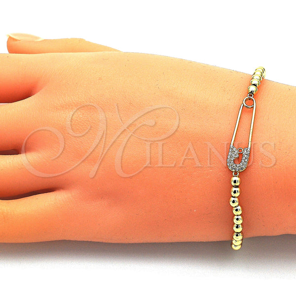 Gold Filled Bracelet — Fancy Bracelet Paperclip and Expandable Bead Design with — alternate product view — SKU 146648 | Oro Laminado brazalete — elegante Bracelet Paperclip and Expandable Bead diseño with — SKU 146648