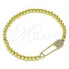 Oro Laminado Fancy Bracelet, Gold Filled Style Paperclip and Expandable Bead Design, with White Micro Pave, Polished, Golden Finish, 03.313.0040.1.07 (04 MM Thickness, 7 Inches Length)