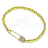 Oro Laminado Fancy Bracelet, Gold Filled Style Paperclip and Expandable Bead Design, with White Micro Pave, Polished, Golden Finish, 03.313.0040.1.07 (04 MM Thickness, 7 Inches Length)