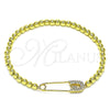 Oro Laminado Fancy Bracelet, Gold Filled Style Paperclip and Expandable Bead Design, with White Micro Pave, Polished, Golden Finish, 03.313.0040.1.07 (04 MM Thickness, 7 Inches Length)