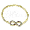 Oro Laminado Fancy Bracelet, Gold Filled Style Infinite and Expandable Bead Design, with Multicolor Micro Pave, Polished, Golden Finish, 03.156.0024.1.07 (04 MM Thickness, 7 Inches Length)