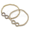 Oro Laminado Fancy Bracelet, Gold Filled Style Infinite and Expandable Bead Design, with Multicolor Micro Pave, Polished, Golden Finish, 03.156.0024.1.07 (04 MM Thickness, 7 Inches Length)