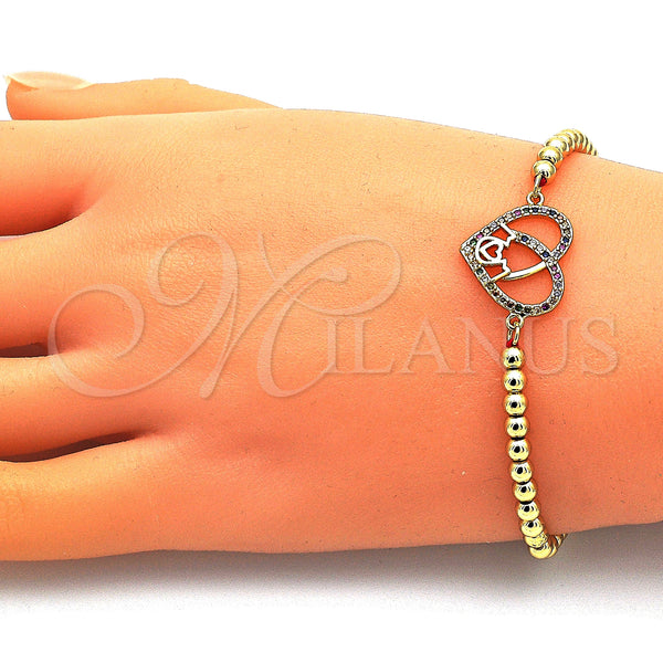 Gold Filled Bracelet — Adjustable Bolo Bracelet Mom and Heart Design with — alternate product view — SKU 146659 | Oro Laminado brazalete — Adjustable Bolo Bracelet Mom and corazón diseño with — SKU 146659