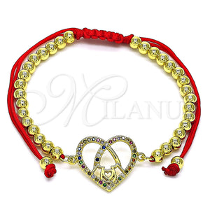 Gold Filled Bracelet — Adjustable Bolo Bracelet Mom and Heart Design with — main product view — SKU 146659 | Oro Laminado brazalete — Adjustable Bolo Bracelet Mom and corazón diseño with — SKU 146659