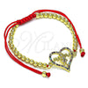 Oro Laminado Adjustable Bolo Bracelet, Gold Filled Style Mom and Little Girl Design, with Multicolor Micro Pave, Polished, Golden Finish, 03.381.0037.1.11 (04 MM Thickness, 11 Inches Length)