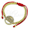 Oro Laminado Adjustable Bolo Bracelet, Gold Filled Style Mom Design, with White Micro Pave, Polished, Golden Finish, 03.381.0042.11 (04 MM Thickness, 11 Inches Length)
