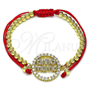 Gold Filled Bracelet — Adjustable Bolo Bracelet Mom Design with White Micro — main product view — SKU 146667 | Oro Laminado brazalete — Adjustable Bolo Bracelet Mom diseño with blanco Micro — SKU 146667