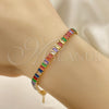 Oro Laminado Tennis Bracelet, Gold Filled Style Baguette Design, with Multicolor Cubic Zirconia, Polished, Golden Finish, 03.130.0008.4.07 (05 MM Thickness, 7 Inches Length)