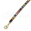 Oro Laminado Tennis Bracelet, Gold Filled Style Baguette Design, with Multicolor Cubic Zirconia, Polished, Golden Finish, 03.130.0008.4.07 (05 MM Thickness, 7 Inches Length)