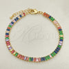 Oro Laminado Tennis Bracelet, Gold Filled Style Baguette Design, with Multicolor Cubic Zirconia, Polished, Golden Finish, 03.130.0008.4.07 (05 MM Thickness, 7 Inches Length)