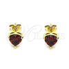 Gold Filled Ring — Stud Earring Heart Design with Garnet Cubic Zirconia — alternate product view — SKU 146685 | Oro Laminado anillo — Stud Earring corazón diseño with Garnet Cubic Zirconia — SKU 146685