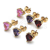 Gold Filled Ring — Stud Earring Heart Design with Garnet Cubic Zirconia — alternate product view — SKU 146685 | Oro Laminado anillo — Stud Earring corazón diseño with Garnet Cubic Zirconia — SKU 146685
