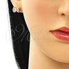 Oro Laminado Stud Earring, Gold Filled Style Bow Design, with Pink Cubic Zirconia, Polished, Golden Finish, 02.213.0361