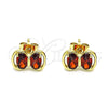 Oro Laminado Stud Earring, Gold Filled Style Bow Design, with Garnet Cubic Zirconia, Polished, Golden Finish, 02.213.0361.1