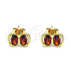 Oro Laminado Stud Earring, Gold Filled Style Bow Design, with Garnet Cubic Zirconia, Polished, Golden Finish, 02.213.0361.1