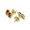 Oro Laminado Stud Earring, Gold Filled Style Bow Design, with Garnet Cubic Zirconia, Polished, Golden Finish, 02.213.0361.1