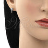 Sterling Silver Stud Earring, key Design, with White Cubic Zirconia, Polished, Rhodium Finish, 02.285.0072.1