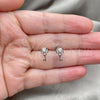 Sterling Silver Stud Earring, key Design, with White Cubic Zirconia, Polished, Rhodium Finish, 02.285.0072.1